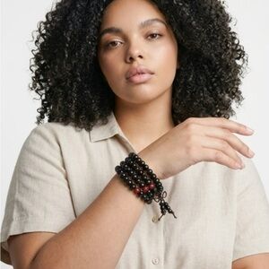Night Axis Studio Series Black Wood Mala Stretch Necklace Wrap Bracelet